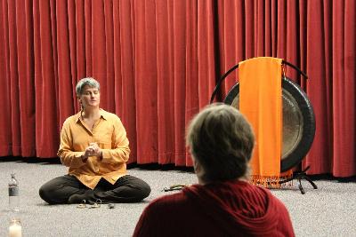 Teacher leading a practice of mindfulness